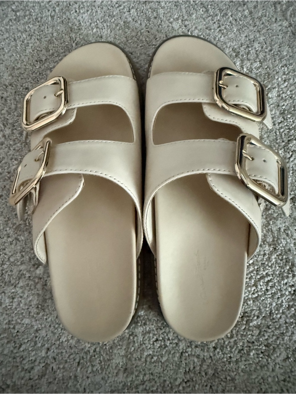 Universal Thread Cream Double Buckle Slide Sandals size 8